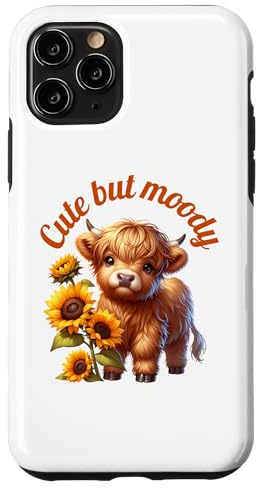 Cute But Moody Highland Cow Calf Case for iPhone 11 Pro