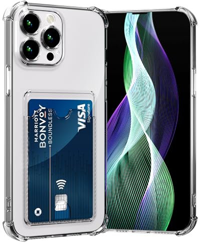 AKABEILA Case for iPhone 16 Pro Clear Slim Phone Case Soft TPU Wallet Case Bag Cover with Card Slot Holder Shockproof 6.3 Inch