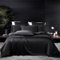 Boqingzhu Bambus Bettwäsche 135x200cm Schwarz Uni Einfarbig Einzelbett Luxus Lyocell Seide Bettwäsche Set Bettbezug mit Reißverschluss und Kissenbezug 80x80cm