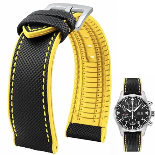 Danxancy FKM Kautschuk Nylon Uhrenarmband 20mm 21mm 22mm 23mm 24mm Fluorkautschuk Wasserdicht Weich Atmungsaktiv Langlebig FKM Kautschuk Uhrenarmband Universal Ersatzband Armband für Männer Frauen