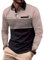 Mens Polo Shirts Long Sleeve Striped Contrast Color Patchwork T-Shirt Fashion Casual Golf Shirts Khaki XXL