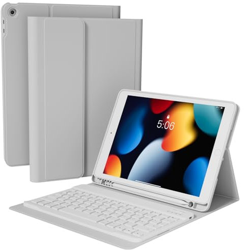 KVTVOU Étui Clavier pour iPad 9/8/7 Génération, Clavier Magnétique Bluetooth Amovible avec Étui de Protection pour iPad 10,2 Pouces 2021/2020/2019