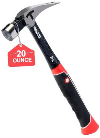 Meiwaltee 20 oz Straight Claw Hammer with Magnetic Nail Holder, Rip Claw Hammer with Milled Face & Shock Reduction Grip, Heavy Duty One-piece Forged Hammer