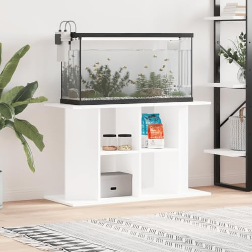 IKAYAA Aquarium Unterschrank Weiß, Aquariumständer für Aquarien, Aquarienschrank, Aquarium Tisch Holzwerkstoff 100 x 40 x 60 cm