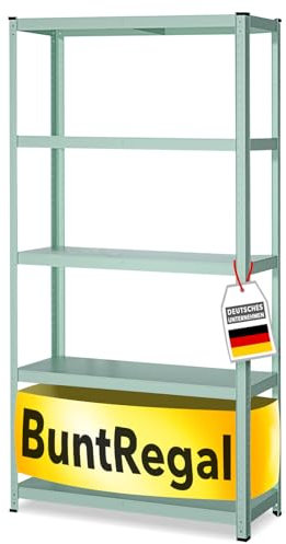 KARAT Metallregal 172 x 90 x 30 cm - farbiges Steckregal, Lagerregal, Kellerregal mit 5 verstellbaren Böden für Arbeitszimmer, Kinderzimmer, Wohnzimmer (Licht grün)