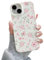 QLTYPRI for iPhone 13 Case, Cute Pink Floral Flower Pattern Aesthetic Phone Case, Raised Camera Protection Soft Slim TPU Shockproof Protective Phone Cover for Girls Women - Pink