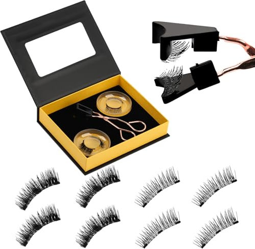 Magnetische Wimpern - 2 Paare Natürlich Look Magnet Wimpern - Wiederverwendbare 3D Magnetic Lashes Ohne Eyeliner Oder Kleber- Magnetwimpern mit Applikator