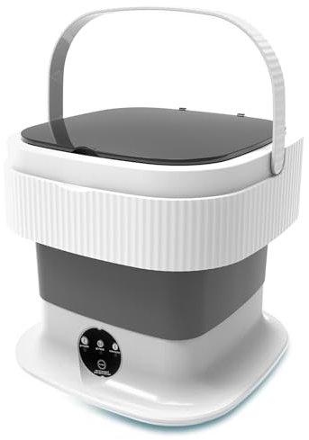 Portable Washing Machine with Spin Dryer, 14L 60W Mini Washing Machine and Dryer, Small Portable Cleaning Underwear, Baby Clothes, Collapsible Camping Dorm, Travel (Grey)