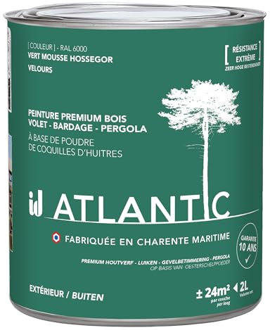 Peinture bois extérieurs -RAL 6000 Vert mousse Hossegor - 2L - ATLANTIC