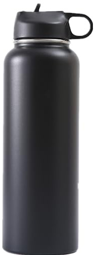 Borraccia sportiva a prova di perdite in acciaio inossidabile a doppio strato isolante a sublimazione bottiglia spaziale all'aperto in acciaio inossidabile di grande capacità bottiglia sportiva nera