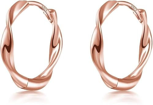 immobird Unisex Gedreht Creolen Silber 925 Ohrringe Kreolen für den Alltag | Hypoallergen,Doppelte Galvanisierung,Langlebig,Sicherer Verschluss,Ohrringe für Herren Damen,13/15.5/18mm Creolen