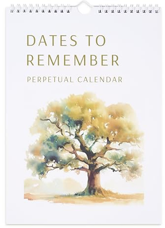 Duzefolio Dates to Remember Perpetual Calendar, A4 Size, Tree and Woodland Theme, 300gsm FSC Paper, Ring Bound, 21 x 30cm, White