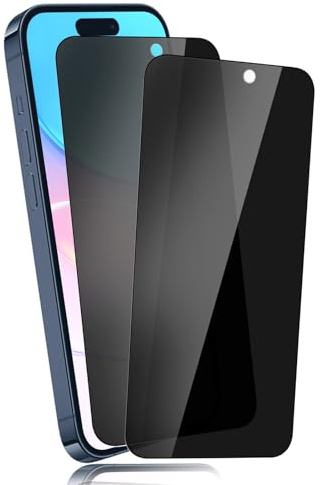 2 Pièces Verre Trempé Anti Espion pour iPhone 15/15 Pro, Protection Écran 3D 0,33mm, Bords Anti-rayures, 9H, HD Transparent, Sans Bulles, Vitre Protection, Toucher Sensible, Verre de Protection Spy