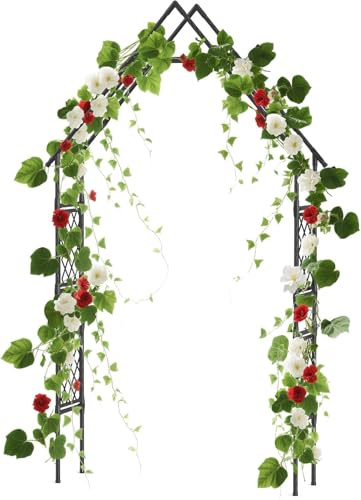 Virimolo Gartenbogen Aus Eisen120 x 40 x 240cm, Dekorativer Stahlbogen Für Kletterrosen & Hochzeiten, Wetterfeste Laube Für Garten, Rasen & Terrasse