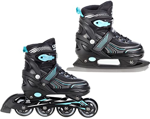 CROXER Optima 2in1 Schlittschuhe Inline Skates Inliner für Kinder Erwachsene verstellbar (Black/Mint, 39-42 (24cm-26,5cm))