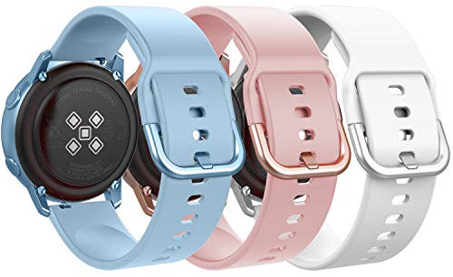 MoKo 3PZS Correa Compatible con Samsung Galaxy Watch 7 FE 6 5 4 40mm 44mm/Watch 6 4 Classic 43mm 47mm 42mm 46mm/5 Pro 45mm/3 41mm/Active 2, 20mm Pulsera Deportiva de Silicona Suave, AC+R+B