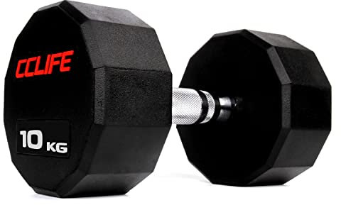 CCLIFE Hanteln Kurzhantel 1er 2er Set Dodekagon Zwölfeck Gummi Gusseisen verchromte Griffe 10-60 kg Dumbell Liegestützen