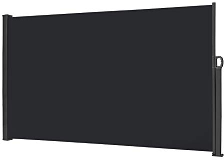 LZQ Toldo Lateral Retráctil de Alumínio Mampara Terraza Anti-UV Marquesina Lateral Persiana Lateral, Protección Solar para Jardín, Terraza y Balcón Negro 200 x 300 cm