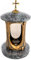 Elegante lanterna funeraria Elégant con croce granito Orion scuro, altezza 27 cm, diametro 15 cm, lampada funeraria in granito, lanterna in bronzo con base