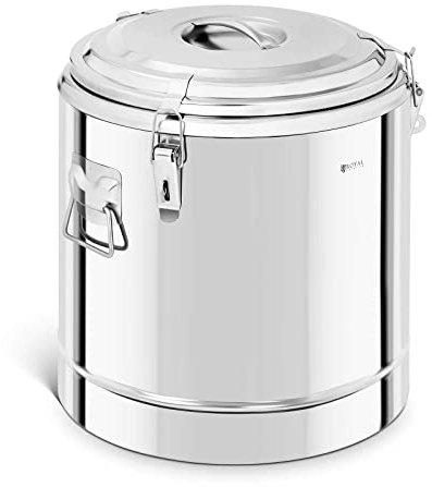 Royal Catering Stainless Steel Insulated Beverage Dispenser Thermos Container Double-Walled 32L RCTP-35E (Thermal Storage Up to 12 Hrs, Stainless Steel)