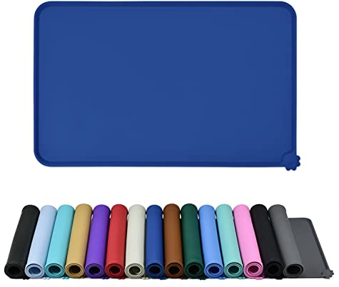Reopet Silicone Pet Feeding Mat, Waterproof Dog & Cat Food Mat with Raised Edges, Prevent Spill, Multiple Colors & Sizes