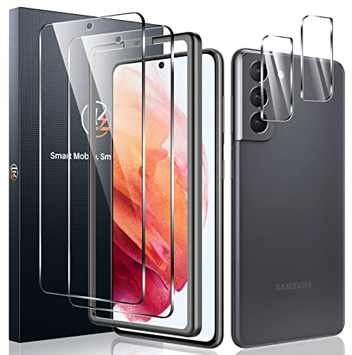LK 2+2 Stück Schutzfolie Kompatibel mit Samsung Galaxy S21 glas und S21 5G,2 Schutzfolie und 2 Kamera folie, 9H Härte Glasfolie, HD Klar Displayschutz, Kratzen Blasenfrei
