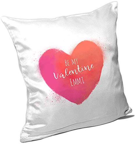Kissen mit Namen Emmi und Motiv mit Herz und Text - Be My Valentine - zum Valentinstag für Mädchen | Namenskissen personalisiert | Kuschelkissen | Schmusekissen