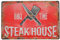 Steakhouse BBQ, Retro Blechschild, geprägtes Grill Platz, Küchenschild, Grillplatz Schild, Türschild, Wandschild, Dekoration 30 x 20 cm