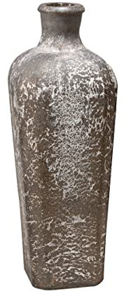 Antikas - Dekoflasche, Vase, Groß, Chabby Chic | Glas, Grau-weiß | H 31,0 x B 11,0 cm
