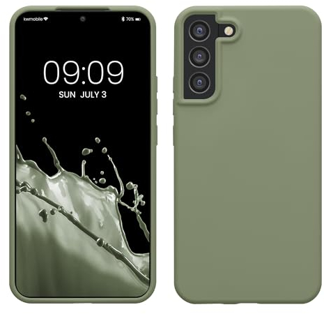 kwmobile Hülle kompatibel mit Samsung Galaxy S22 Plus Hülle - Silikon Handy Case - Handyhülle weiche Oberfläche - kabelloses Laden - Graugrün