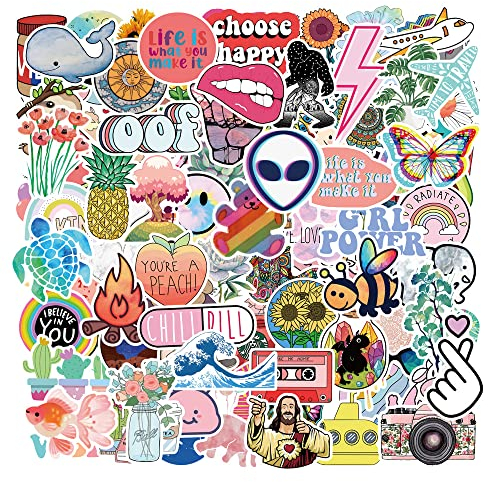Laptop Sticker Pack 100 Stück,Natur Zeit Niedliche Cartoon Aufkleber Graffiti DIY Wasserdicht Telefon Laptop Gepäck Skateboard Scrapbook Reisekoffer für Spielzeug Aufkleber