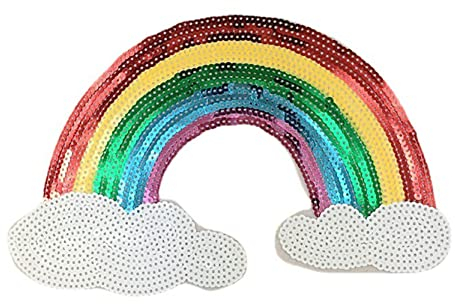 Anawakia Glitzer Regenbogen Aufnäher Aufbügler Iron on Patches Applikation Pailletten Regenbogen Sticker Bügelbilder (S 5.5 * 8.5cm)
