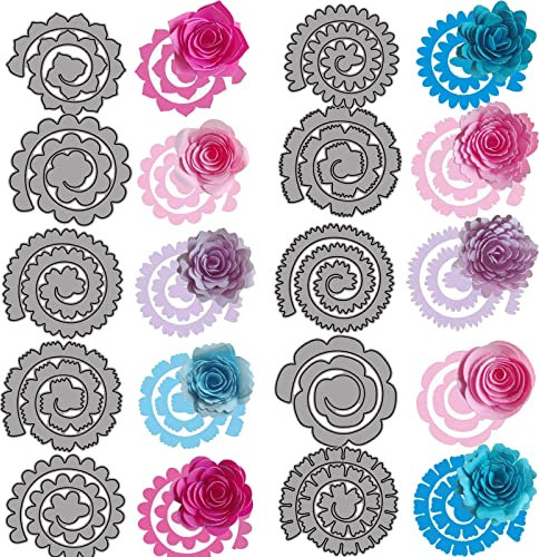 OTCRAFT 10 Stück 3D-Blumen-Spiral-Metall-Stanzformen für Kartenherstellung, DIY, Scrapbooking, Prägeschablone, Stanzschablone, Form, Kunsthandwerk, Basteln, handgefertigtes Handwerk