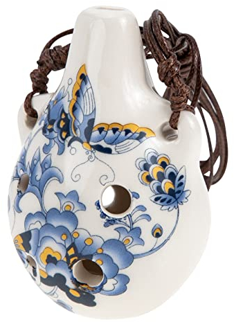 MILISTEN 6 Loch Ocarina Glazed Keramik Ocarina Instrument Alto C Anhänger Ocarina Halskette Flöte Weinflasche Stil China Blau für Kinder Erwachsene Anfänger (Schmetterling)