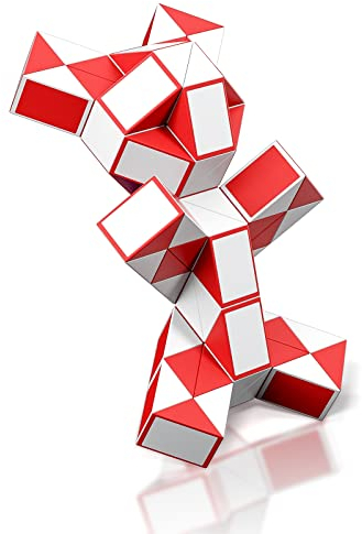 ROXENDA Magic Snake mit 72 Blöcke, Magische Schlange Würfel Twist Puzzle - 3D Fidget Knobelspiele Mitgebsel Kindergeburtstag für Kinder Erwachsene - 1 Pack (Rot)
