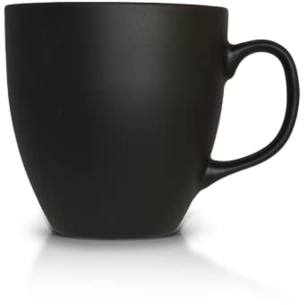 Mahlwerck Jumbotasse BIG, große hochwertige Porzellan-Kaffeetasse mit matter Oberfläche, moderner Kaffeebecher mit Henkel 600 ml, Diamond Black, schwarz