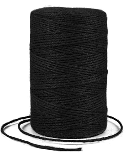 Uiopa Spago Juta Colorato 2mm x 200m Corda Canapa, Spago per Orto Naturale, Filo Juta, Corda Iuta per Decorazioni, Giardinaggio, Mestiere Fai da Te, Confezioni Regalo (Nero)