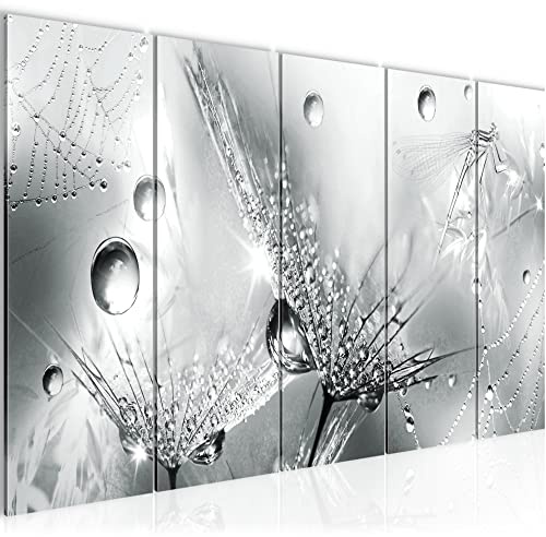 Runa Art Bild Blumen Pusteblumen Wandbilder auf Vlies Leinwand 5 Teilig Wanddekoration Wohnzimmer Schlafzimmer 043156c
