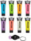 Moon Glow Brillent dans le noir Peinture pour le visage et le corps – Brille dans le noir – Charge to Glow – Porte-clés UV inclus, lot de 8, 12 ml (lot de 8)
