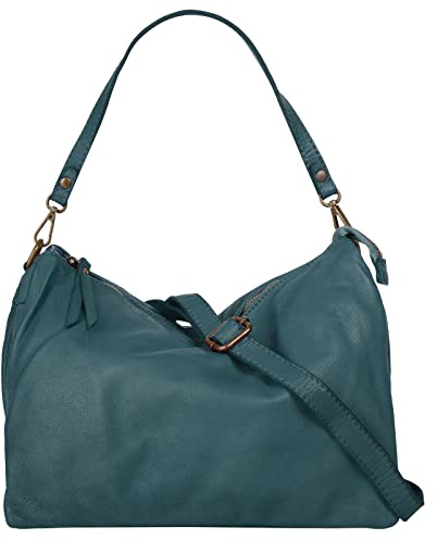 Samantha Look Umhängetasche Echt Leder Damen Made in Italy, Used Look, Vielseitige Umhängetasche blau 021672