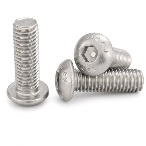 Lot de 20 vis à tête cylindrique M8 (8 mm x 16 mm) en acier inoxydable A4 de qualité marine