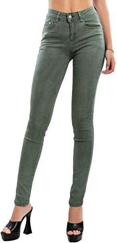 Toocool Jean Femme Pantalon Skinny Slim Élastique Bodycon VI-8006, vert militaire, L
