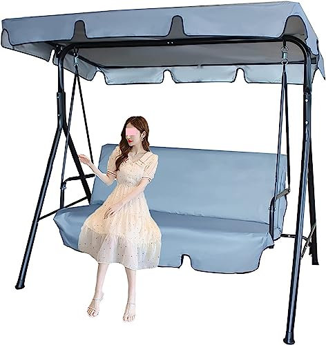 Swing Canopy Replacement 3 Seater, Patio Swing With Canopy & Replacement Swing Seat,Waterproof Top Cover Set Swing Chair Awning Glider Swing Cover Porch Swing Cover ( Color : Blu , Size : 98x73x7inch/