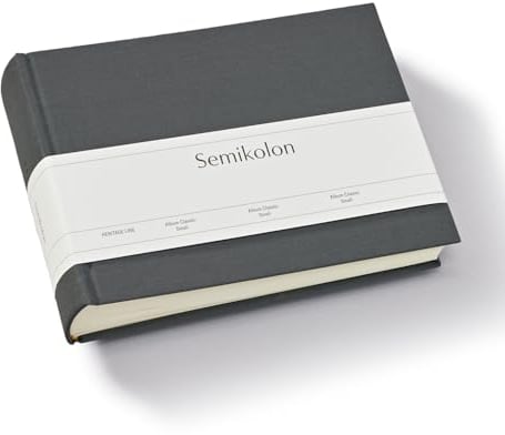 Semikolon 369951 Album Classic Small - 21,5 x 16 cm - 80 Seiten cremefarben, für 10 x 15 Fotos - lava stone grau