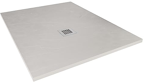 Aquabad Mineralguss Duschwanne Deluxe Classic, Rechteck 80 x 100 cm, Grau