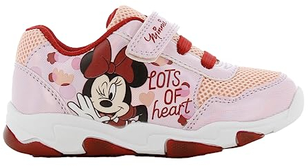 Disney Minnie Mouse Kinderschuhe von 2 bis 8 Jahre, LED Leuchtschuhe Mädchen mit Minnie Maus Motiv 25 EU, Turnschuhe mit Licht und Klettverschluss, Blink Sneaker ideal fur Schule und Freizeit, Rosa
