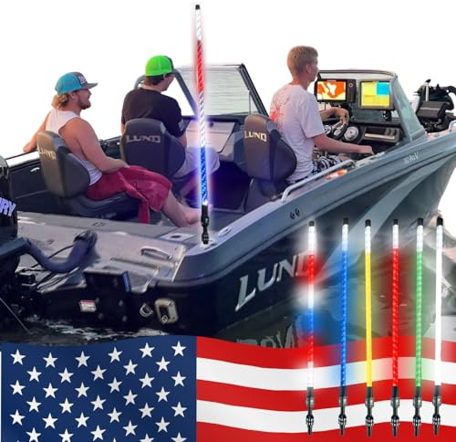 YOLOtek Veteran Owned - 4ft Nav LIGHT SHOW 360º - Marine Boat Navigation Lights LED - 2NM Coast Guard Compliant – 12 Solid Colors, 130+ Patterns w/Red White Blue - Boat Anchor Light Running Stern Pole