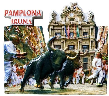 Imán para nevera de San Fermin Festival de Pamplona, España, recuerdo de viaje, 3D, decoración magnética para nevera, colección artesanal