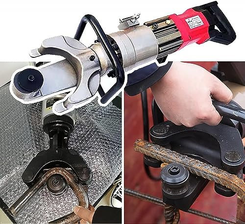 伟 祥 Tragbarer hydraulischer Stahlrohrbiegemaschine, leichte Biegemaschine (Bewehrungsrichtung), Rohrbieger mit Doppelkopf/elektrisch automatisch, Biegewinkel: 0-130°, 32-28 mm