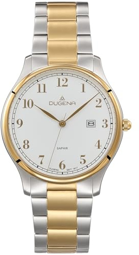 Dugena Herren-Armbanduhr Hamburg, Quarzwerk, Edelstahl, Saphirglas, Drückerfaltschließe, 5 bar